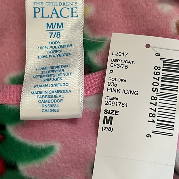 NWT Children’s Place Two Piece Girl's Christmas Holiday Print Fleece Pajamas - Picture 6 of 9